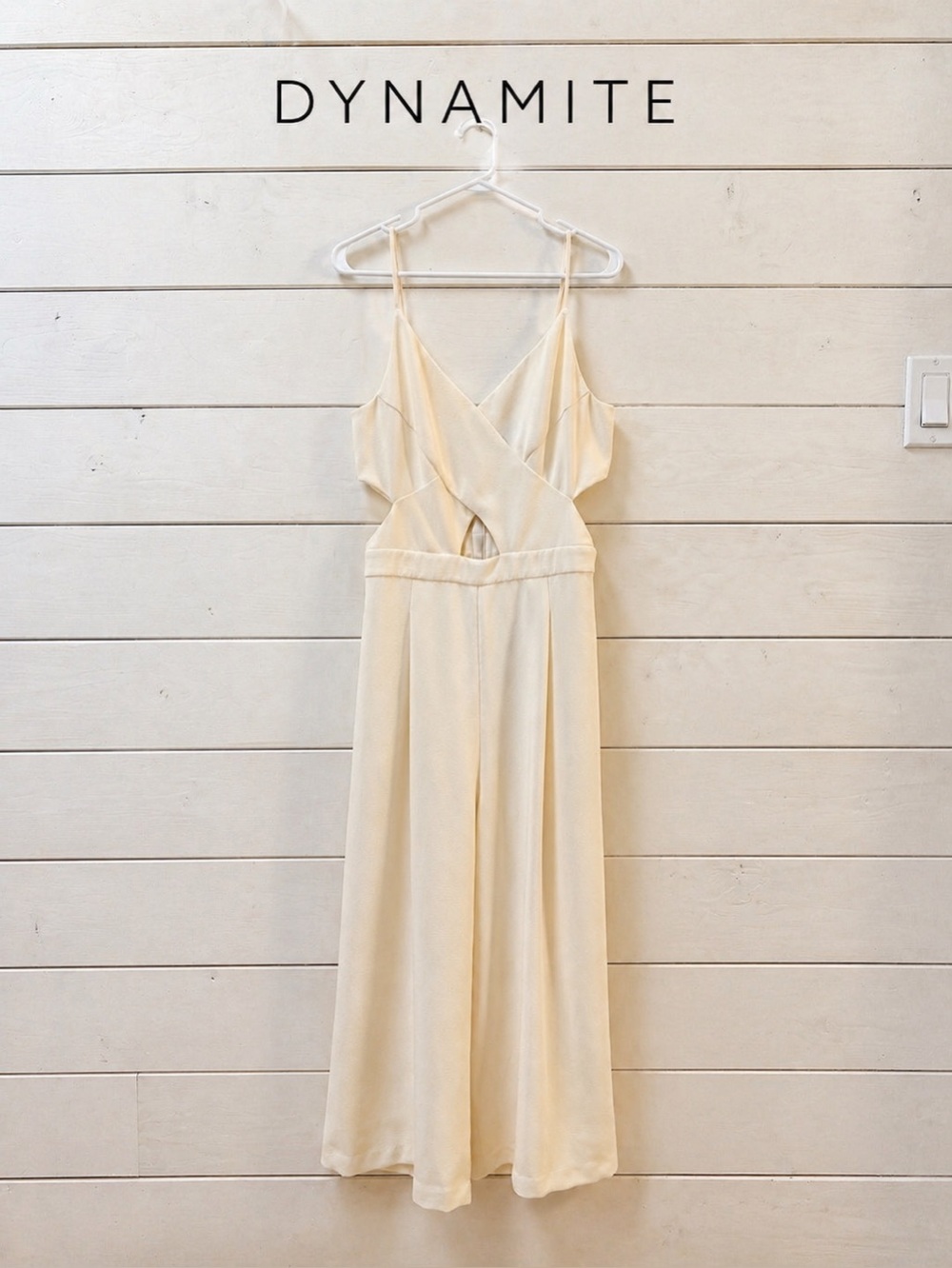 DYNAMITE Cream Cross Front jumpsuit size M